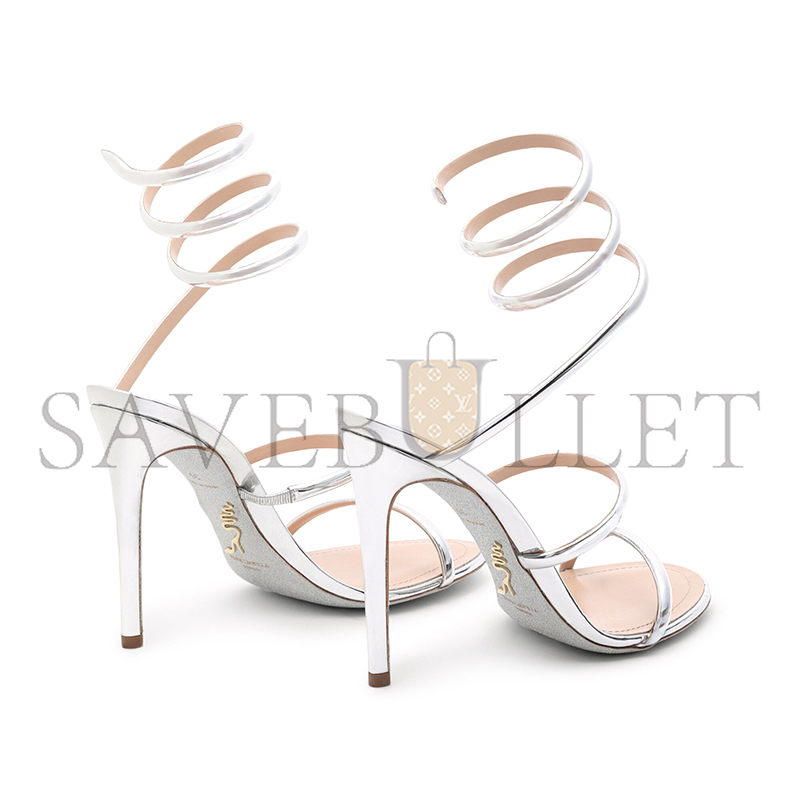 RENÉ CAOVILLA CLEO METALLIC SILVER SANDAL 105 C12351 RENÉ CAOVILLA CLEO METALLIC SILVER SANDAL 105 C12351